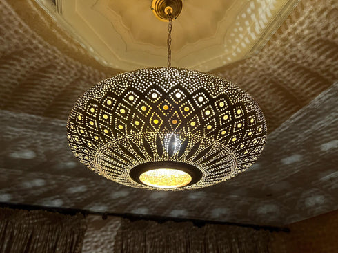 Moroccan Brass Pendant Light | Hand-Engraved Ceiling Lamp (PL 1057)